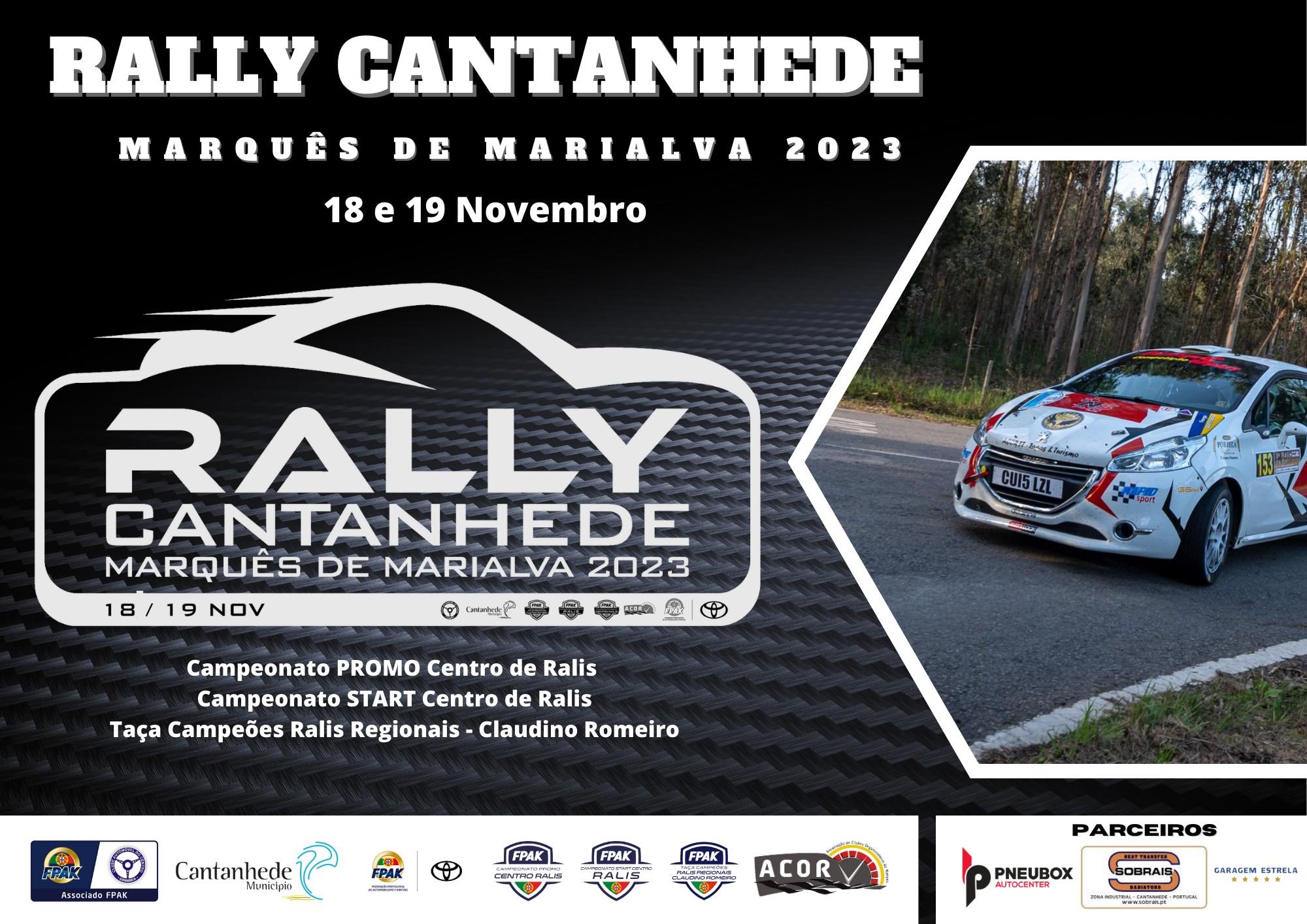 Rally Cantanhede Marquês de Marialva 2023 realiza-se em novembro