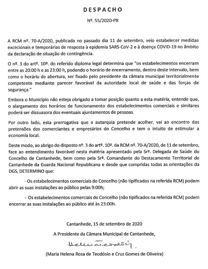 Horário de Funcionamento de estabelecimentos comerciais